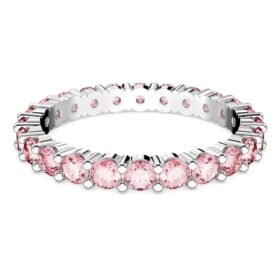 Matrix-ring med rundslipning, rosa, rhodiumbelagt