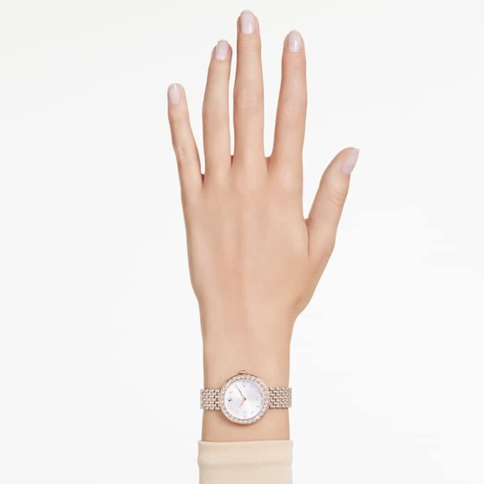 Matrix Tennis 7-Link-klokke, sveitsiskprodusert, metallarmbånd, rosagullfarget, blandet metallfinish Matrix Tennis 7-Link-klokke, sveitsiskprodusert, metallarmbånd, rosagullfarget, blandet metallfinish