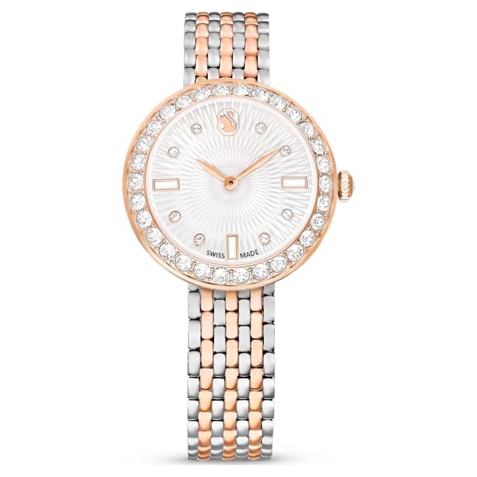 Matrix Tennis 7-Link-klokke, sveitsiskprodusert, metallarmbånd, rosagullfarget, blandet metallfinish Matrix Tennis 7-Link-klokke, sveitsiskprodusert, metallarmbånd, rosagullfarget, blandet metallfinish