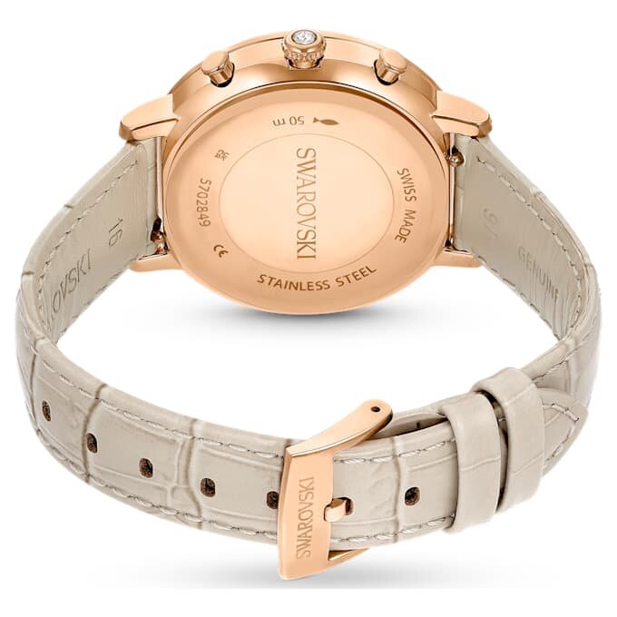 Matrix Tennis Chrono-klokke, sveitsiskprodusert, lærrem, beige, rosagullfarget finish Matrix Tennis Chrono-klokke, sveitsiskprodusert, lærrem, beige, rosagullfarget finish