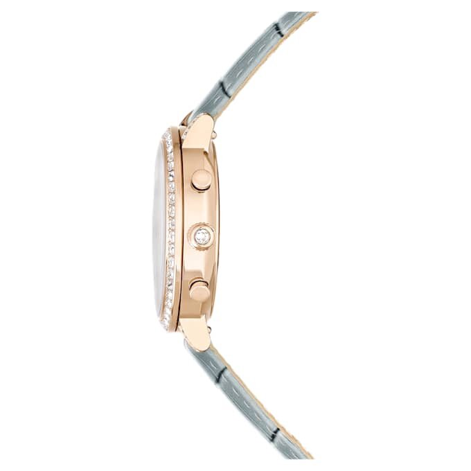 Matrix Tennis Chrono-klokke, sveitsiskprodusert, lærrem, grå, champagnegullfarget finish Matrix Tennis Chrono-klokke, sveitsiskprodusert, lærrem, grå, champagnegullfarget finish