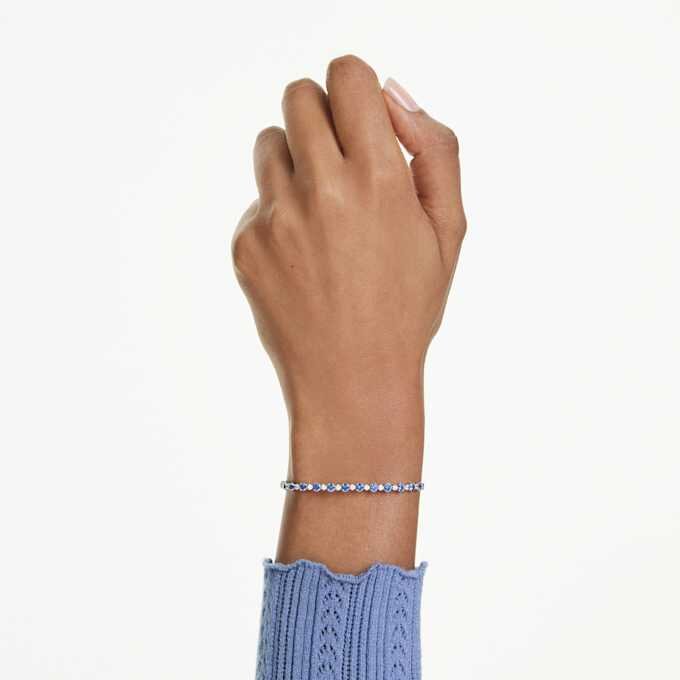 Matrix tennisarmbånd med blandede runde slipinger, blått, rhodiumbelagt Matrix tennisarmbånd med blandede runde slipinger, blått, rhodiumbelagt