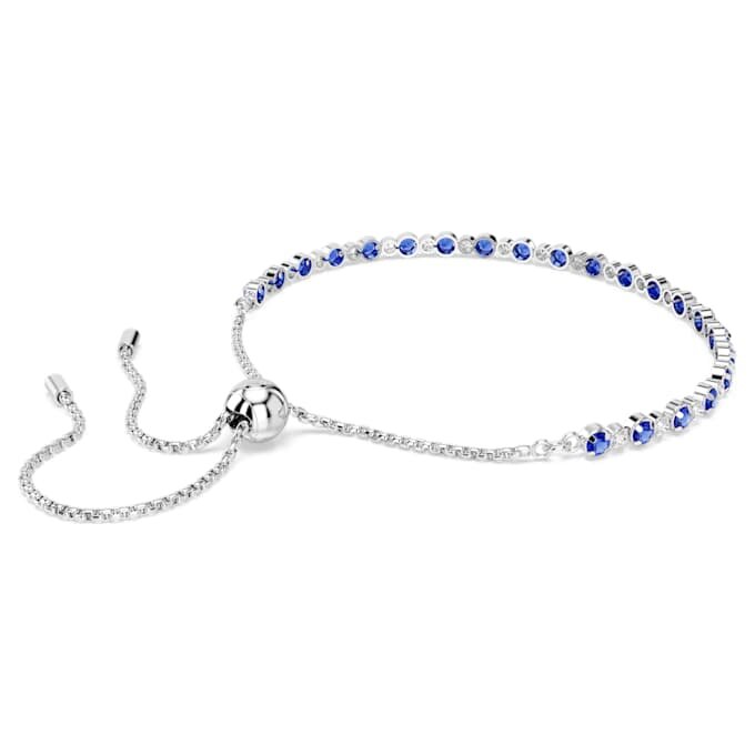 Matrix tennisarmbånd med blandede runde slipinger, blått, rhodiumbelagt Matrix tennisarmbånd med blandede runde slipinger, blått, rhodiumbelagt