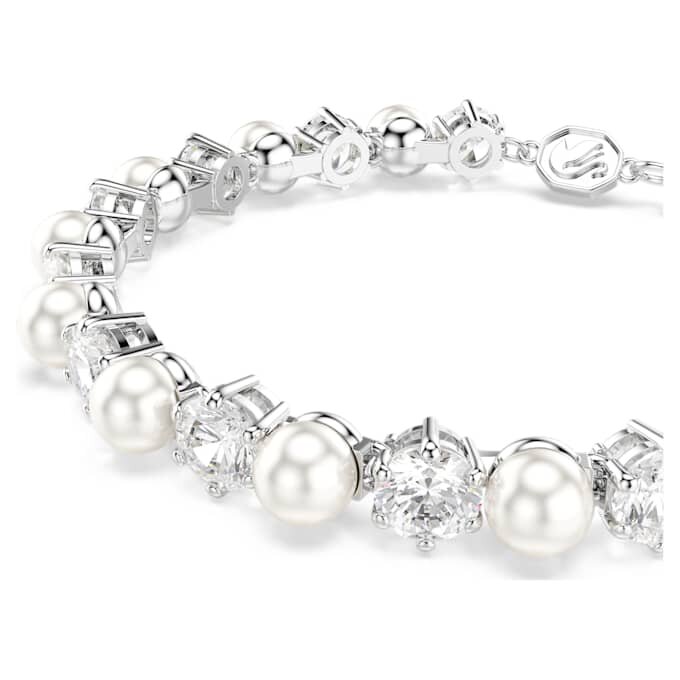 Matrix tennisarmbånd med krystallperler, rundslipte, hvite, rhodiumbelagt Matrix tennisarmbånd med krystallperler, rundslipte, hvite, rhodiumbelagt