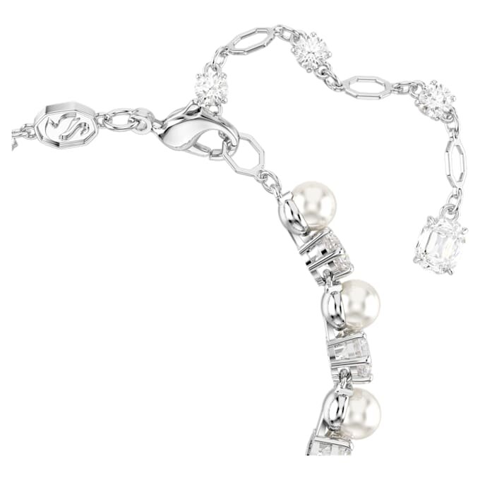 Matrix tennisarmbånd med krystallperler, rundslipte, hvite, rhodiumbelagt Matrix tennisarmbånd med krystallperler, rundslipte, hvite, rhodiumbelagt