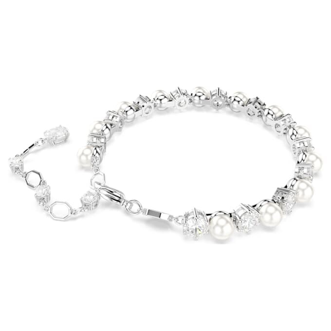 Matrix tennisarmbånd med krystallperler, rundslipte, hvite, rhodiumbelagt Matrix tennisarmbånd med krystallperler, rundslipte, hvite, rhodiumbelagt