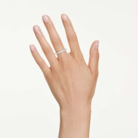 Matrix Vittore-ring med rund sliping, hvit, gullbelagt