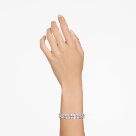 Mesmera-armbånd med blandede fasetter, hvitt, rhodiumbelagt Mesmera-armbånd med blandede fasetter, hvitt, rhodiumbelagt