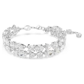 Mesmera-armbånd med blandede fasetter, hvitt, rhodiumbelagt Mesmera-armbånd med blandede fasetter, hvitt, rhodiumbelagt