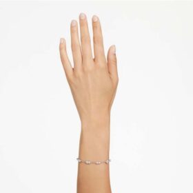 Mesmera-armbånd med blandede slipninger, spredt design, hvitt, rhodiumbelagt Mesmera-armbånd med blandede slipninger, spredt design, hvitt, rhodiumbelagt