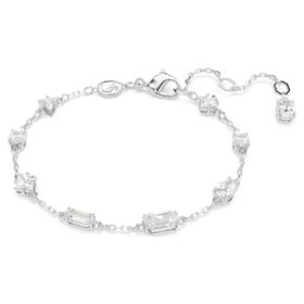 Mesmera-armbånd med blandede slipninger, spredt design, hvitt, rhodiumbelagt Mesmera-armbånd med blandede slipninger, spredt design, hvitt, rhodiumbelagt
