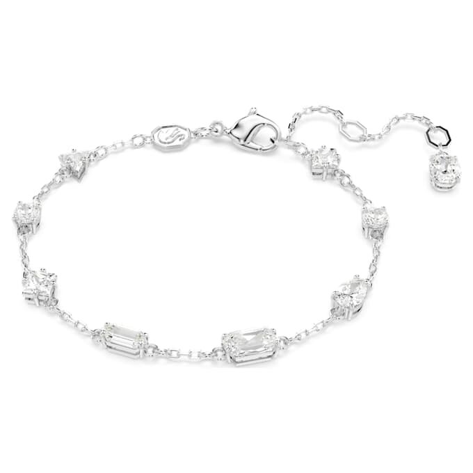 Mesmera-armbånd med blandede slipninger, spredt design, hvitt, rhodiumbelagt Mesmera-armbånd med blandede slipninger, spredt design, hvitt, rhodiumbelagt