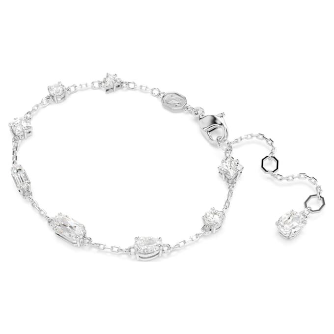 Mesmera-armbånd med blandede slipninger, spredt design, hvitt, rhodiumbelagt Mesmera-armbånd med blandede slipninger, spredt design, hvitt, rhodiumbelagt