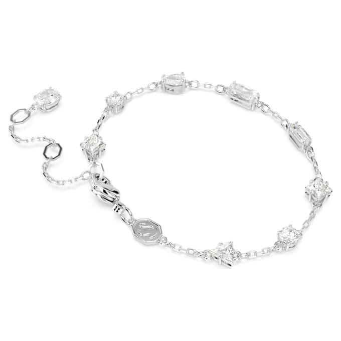 Mesmera-armbånd med blandede slipninger, spredt design, hvitt, rhodiumbelagt Mesmera-armbånd med blandede slipninger, spredt design, hvitt, rhodiumbelagt