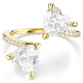 Mesmera åpen ring med hjerteformet sliping, pavé, hvit, gullbelagt Mesmera åpen ring med hjerteformet sliping, pavé, hvit, gullbelagt