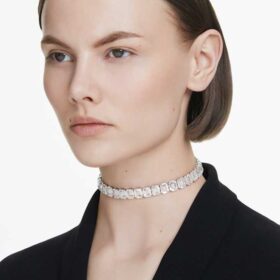 Millenia-choker med åttekantet slipning, hvit, rhodiumbelagt