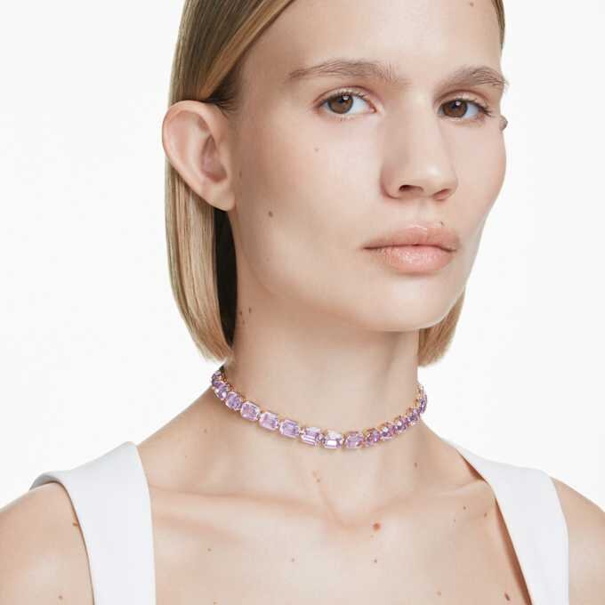 Millenia-choker med åttekantet slipning, lilla, gullbelagt Millenia-choker med åttekantet slipning, lilla, gullbelagt