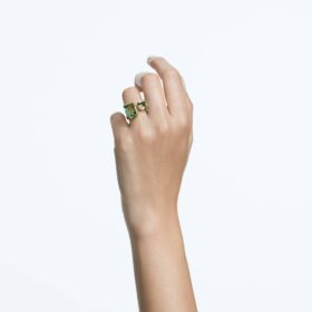 Millenia åpen ring med åttekantet slipning, grønn, gullbelagt Millenia åpen ring med åttekantet slipning, grønn, gullbelagt