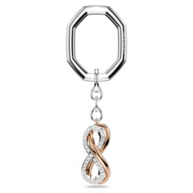 Nøkkelring Infinity, hvit, blandet metallfinish