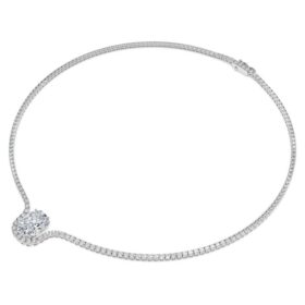 Octagon-halskjede med laboratoriedyrkede diamanter, 12,86 karat totalt, oktagonform, 18K hvitt gull Octagon-halskjede med laboratoriedyrkede diamanter, 12,86 karat totalt, oktagonform, 18K hvitt gull