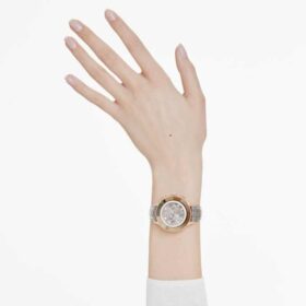 Octea Chrono-klokke, sveitsiskprodusert, lærrem, grå, rosagullfarget finish Octea Chrono-klokke, sveitsiskprodusert, lærrem, grå, rosagullfarget finish