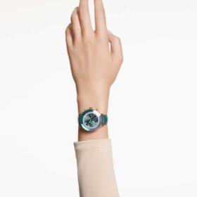 Octea Chrono-klokke, sveitsiskprodusert, lærrem, grønn, rosagullfarget finish Octea Chrono-klokke, sveitsiskprodusert, lærrem, grønn, rosagullfarget finish