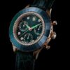 Octea Chrono-klokke, sveitsiskprodusert, lærrem, grønn, rosagullfarget finish Octea Chrono-klokke, sveitsiskprodusert, lærrem, grønn, rosagullfarget finish