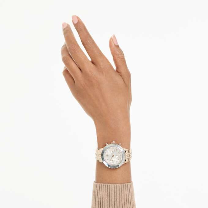 Octea Chrono-klokke, sveitsiskprodusert, metallarmbånd, gullfarget, champagnegullfarget finish Octea Chrono-klokke, sveitsiskprodusert, metallarmbånd, gullfarget, champagnegullfarget finish