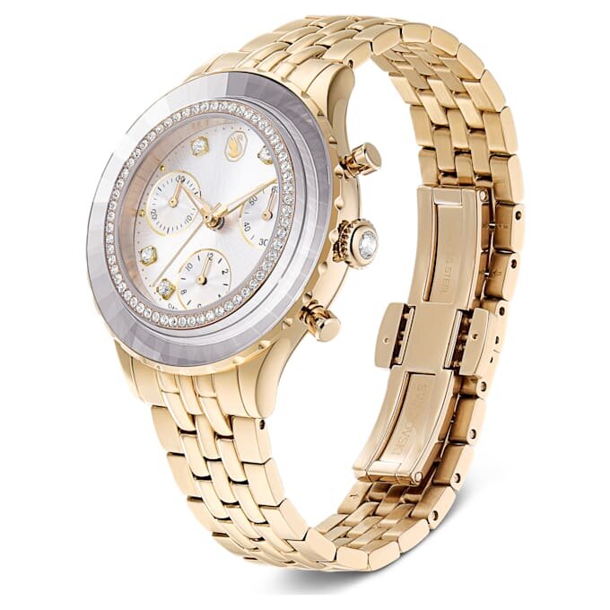 Octea Chrono-klokke, sveitsiskprodusert, metallarmbånd, gullfarget, champagnegullfarget finish Octea Chrono-klokke, sveitsiskprodusert, metallarmbånd, gullfarget, champagnegullfarget finish