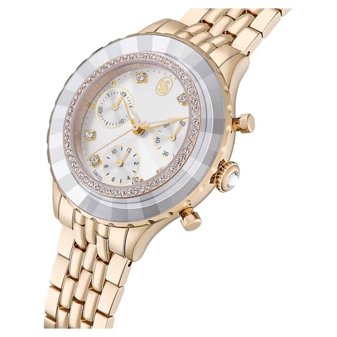 Octea Chrono-klokke, sveitsiskprodusert, metallarmbånd, gullfarget, champagnegullfarget finish Octea Chrono-klokke, sveitsiskprodusert, metallarmbånd, gullfarget, champagnegullfarget finish