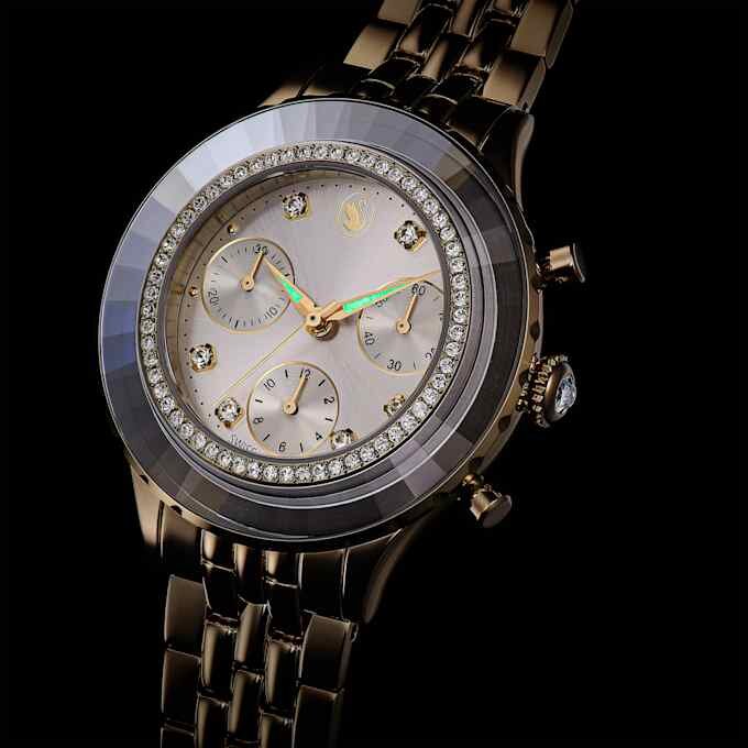 Octea Chrono-klokke, sveitsiskprodusert, metallarmbånd, gullfarget, champagnegullfarget finish Octea Chrono-klokke, sveitsiskprodusert, metallarmbånd, gullfarget, champagnegullfarget finish