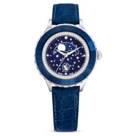 Octea Moon Klokke Swiss Made, Moon, lærrem, blå, rustfritt stål Octea Moon Klokke Swiss Made, Moon, lærrem, blå, rustfritt stål