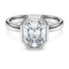 Oktagonal ring med laboratoriedyrkede diamanter på totalt 2,0 karat, oktagonal form, 14K hvitt gull