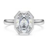 Oktagonal ring med laboratoriedyrkede diamanter på totalt 2,0 karat, oktagonal form, 14K hvitt gull