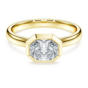 Oktagonal ring med laboratoriedyrkede diamanter, totalt 1,0 karat, oktagonal form, 14K gult gull Oktagonal ring med laboratoriedyrkede diamanter, totalt 1,0 karat, oktagonal form, 14K gult gull