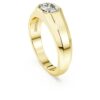 Oktagonal ring med laboratoriedyrkede diamanter, totalt 1,0 karat, oktagonal form, 14K gult gull