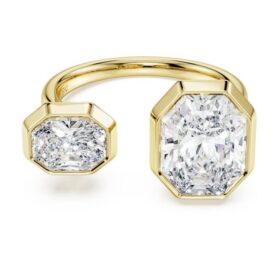 Oktagonal ring med laboratoriedyrkede diamanter, totalt 4,10 karat, oktagonal form, 18K gult gull Oktagonal ring med laboratoriedyrkede diamanter, totalt 4,10 karat, oktagonal form, 18K gult gull