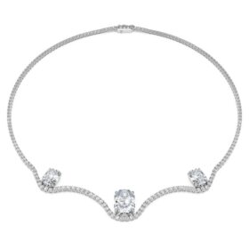 Oktagonhalskjede med laboratoriedyrkede diamanter, 19,90 karat totalt, oktagonform, 18K hvitt gull Oktagonhalskjede med laboratoriedyrkede diamanter, 19,90 karat totalt, oktagonform, 18K hvitt gull