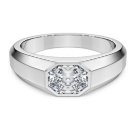 Oktagonring med laboratoriedyrkede diamanter på totalt 1,0 karat, oktagonform, 14K hvitt gull Oktagonring med laboratoriedyrkede diamanter på totalt 1,0 karat, oktagonform, 14K hvitt gull