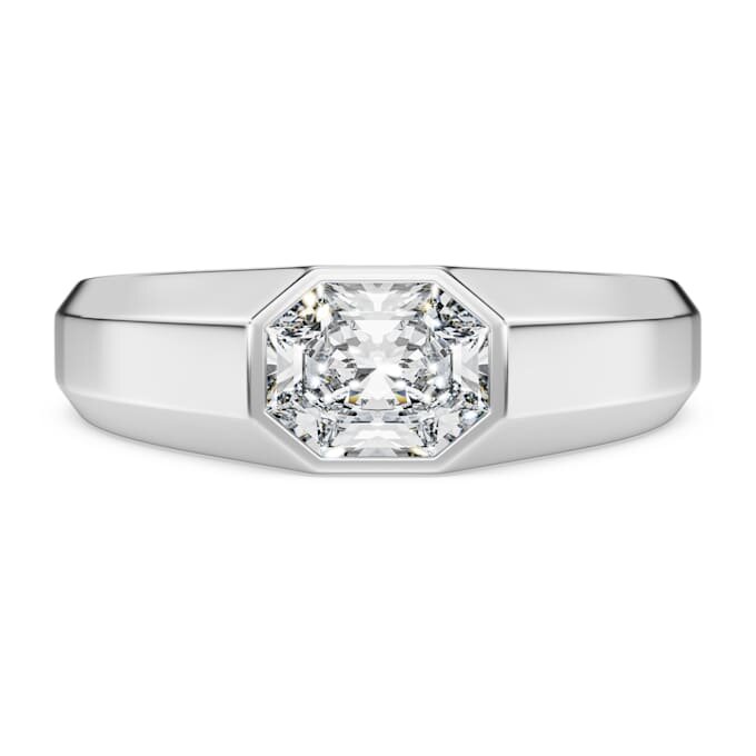 Oktagonring med laboratoriedyrkede diamanter på totalt 1,0 karat, oktagonform, 14K hvitt gull Oktagonring med laboratoriedyrkede diamanter på totalt 1,0 karat, oktagonform, 14K hvitt gull
