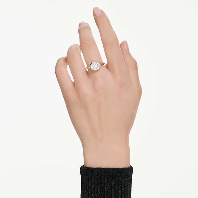 Ring med åttekantet innfatning, laboratoriedyrkede diamanter 3,0 karat totalt, åttekantet form, 14K gult gull Ring med åttekantet innfatning, laboratoriedyrkede diamanter 3,0 karat totalt, åttekantet form, 14K gult gull