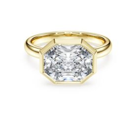 Ring med åttekantet innfatning, laboratoriedyrkede diamanter 3,0 karat totalt, åttekantet form, 14K gult gull Ring med åttekantet innfatning, laboratoriedyrkede diamanter 3,0 karat totalt, åttekantet form, 14K gult gull