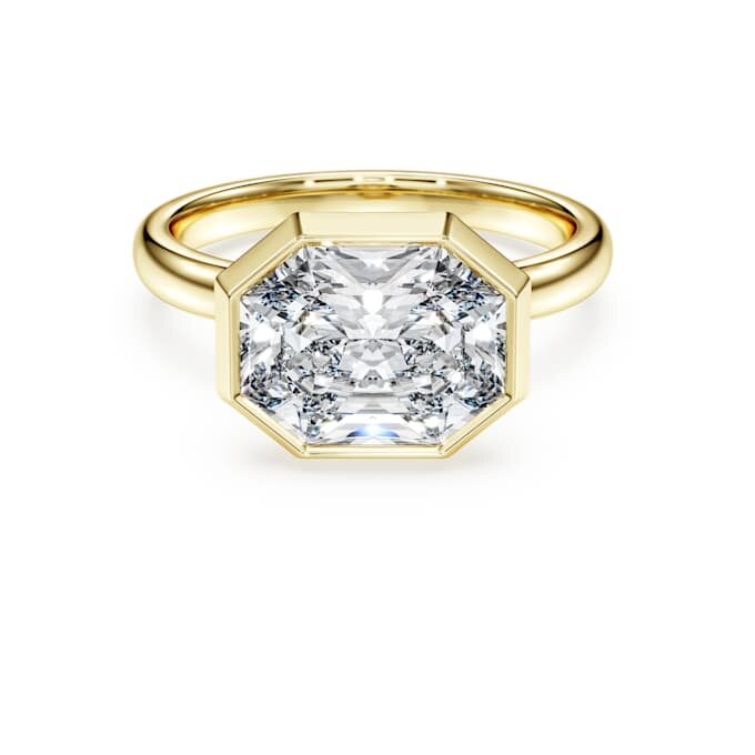 Ring med åttekantet innfatning, laboratoriedyrkede diamanter 3,0 karat totalt, åttekantet form, 14K gult gull Ring med åttekantet innfatning, laboratoriedyrkede diamanter 3,0 karat totalt, åttekantet form, 14K gult gull