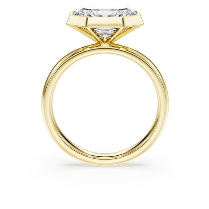 Ring med åttekantet innfatning, laboratoriedyrkede diamanter 3,0 karat totalt, åttekantet form, 14K gult gull Ring med åttekantet innfatning, laboratoriedyrkede diamanter 3,0 karat totalt, åttekantet form, 14K gult gull