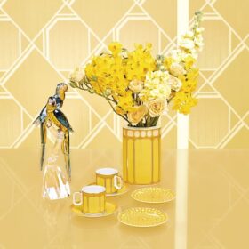 Signum-vase i porselen, medium, gul