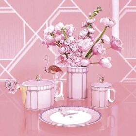 Signum-vase i porselen, medium, rosa