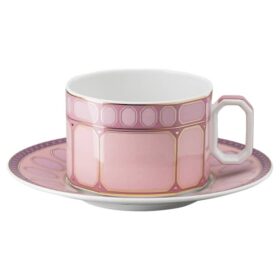 Signum tekopp med underkop, porselen, rosa