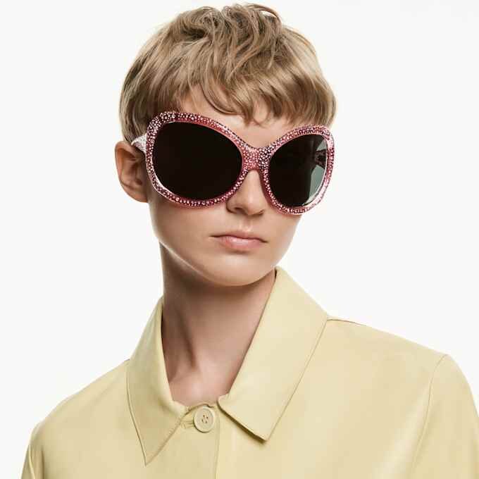 Solbriller i oversized-stil, cat-eye-form, Sk6052, rosa Solbriller i oversized-stil, cat-eye-form, Sk6052, rosa