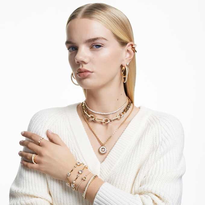 Constella-ringsett (2), rundslipt, hvit, gullbelagt Constella-ringsett (2), rundslipt, hvit, gullbelagt