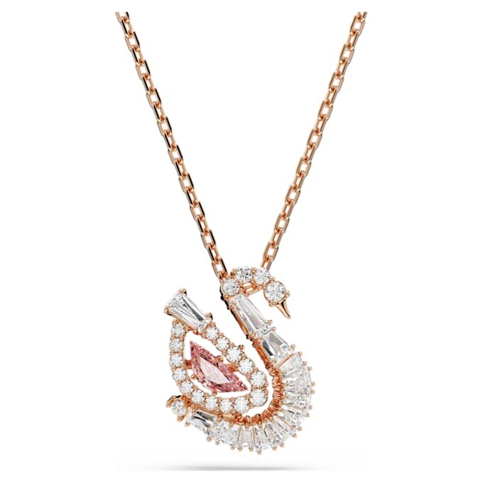 Svanesmykke med blandede slipinger, svane, rosa Svanesmykke med blandede slipinger, svane, rosa